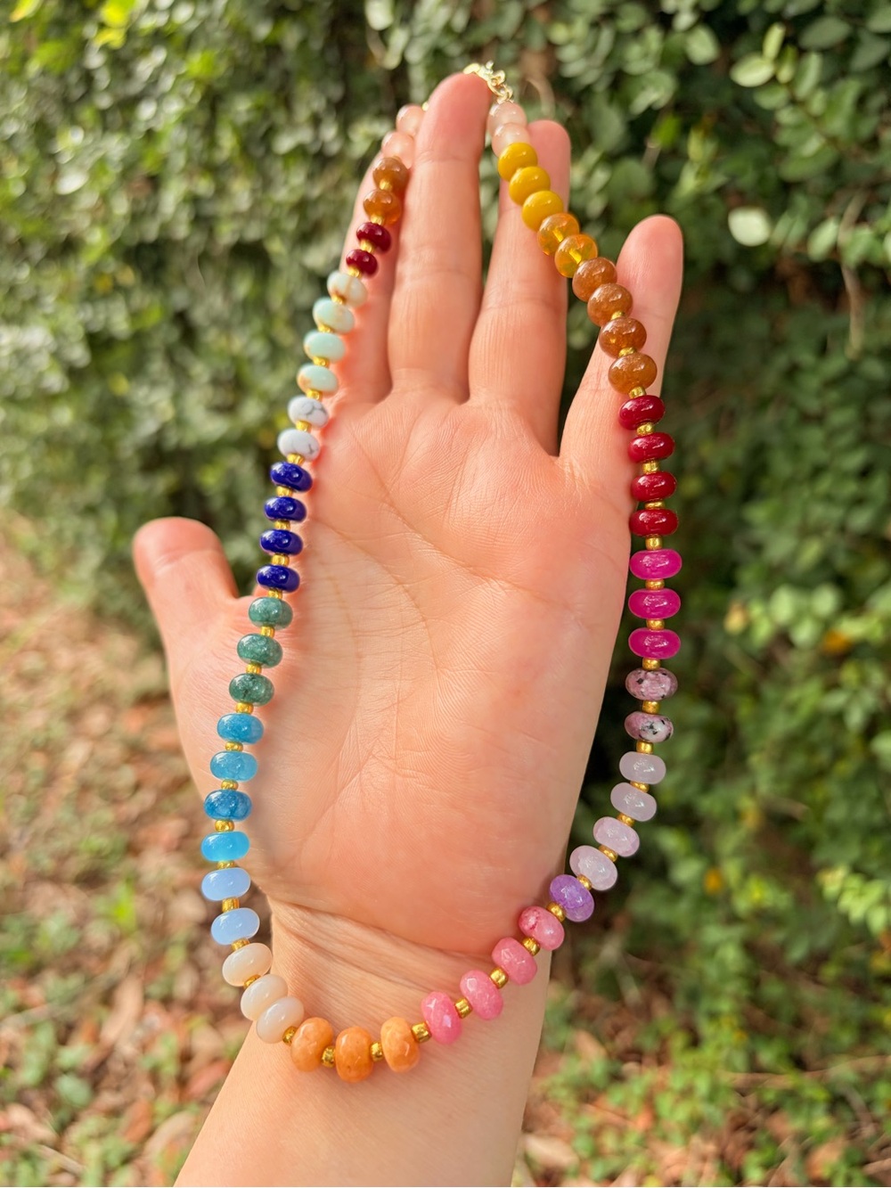 Natural Stones Necklace Original Multicolor Beaded Necklace - Picture 5 of 5